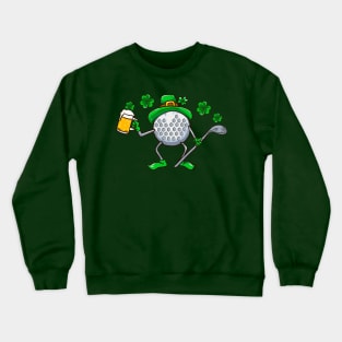 St Patricks Day Golf Golfing Beer Funny Humor Crewneck Sweatshirt